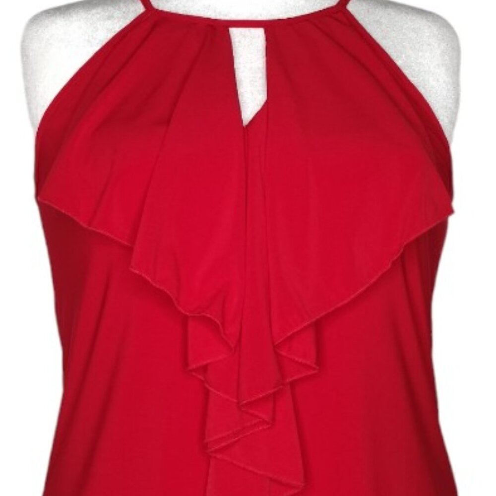 Venus Women's Size XL Red Sleeveless Ruffle Halter Top - Picture 3 of 5